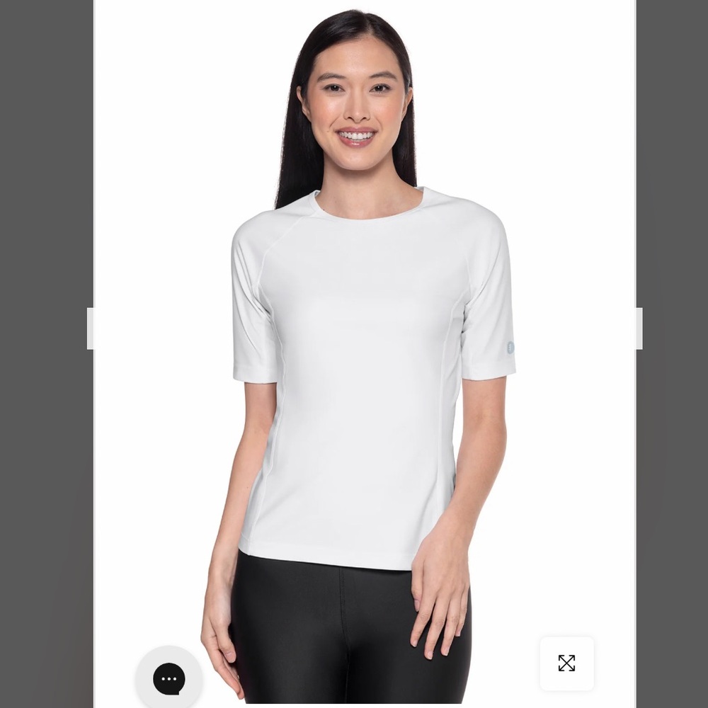 Coolibar HighTide Short Sleeve Swim Shirt 03272 white 14 16 L - Picture 11 of 11